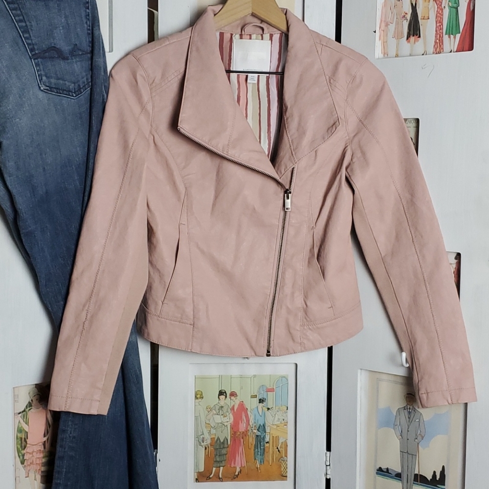 Blush pink Faux leather jacket